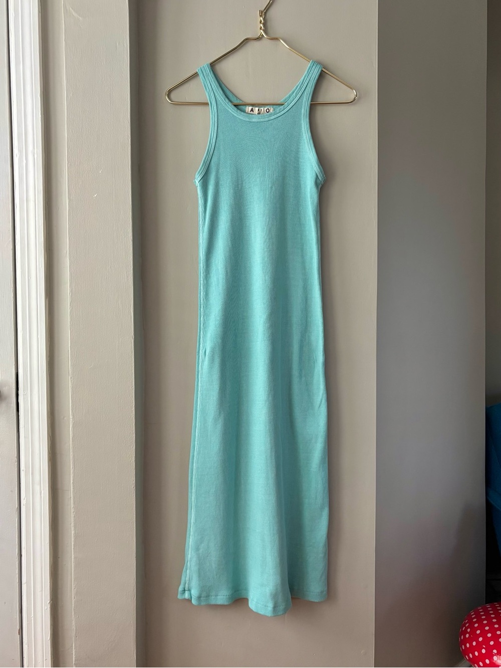 Amo Denim Muscle Tank Dress, Aqua, size Small